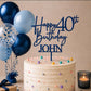 Personalised Happy 40th Birthday Cake Topper | Custom Name Cake Topper | 40th Cake Decoration | Birthday Cake Topper | Wooden MDF Cake Top