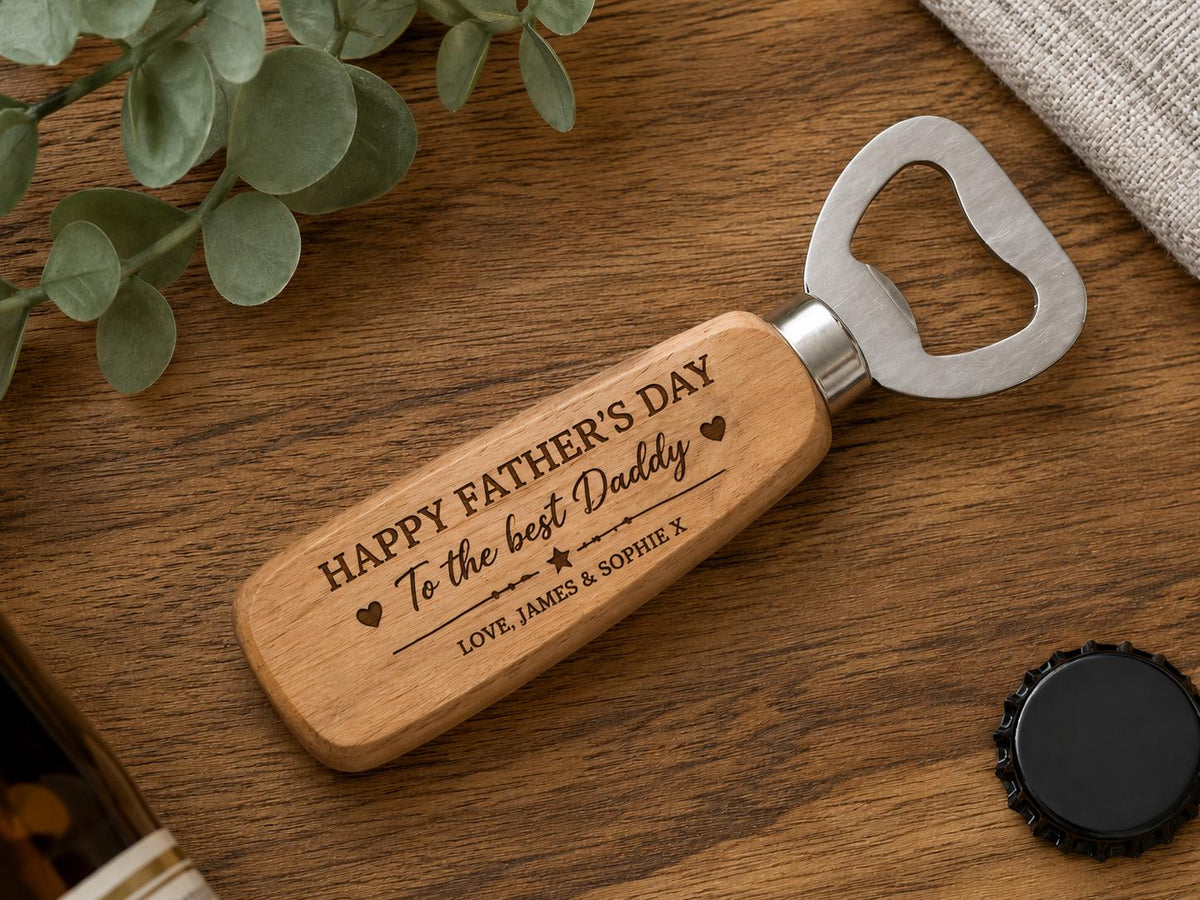 Personalised Bottle Opener Dad or Grandad | Father's Day Gift | Engraved Wooden Beer Opener | Custom Gift For Him | Dad Gift | Grandad Gift