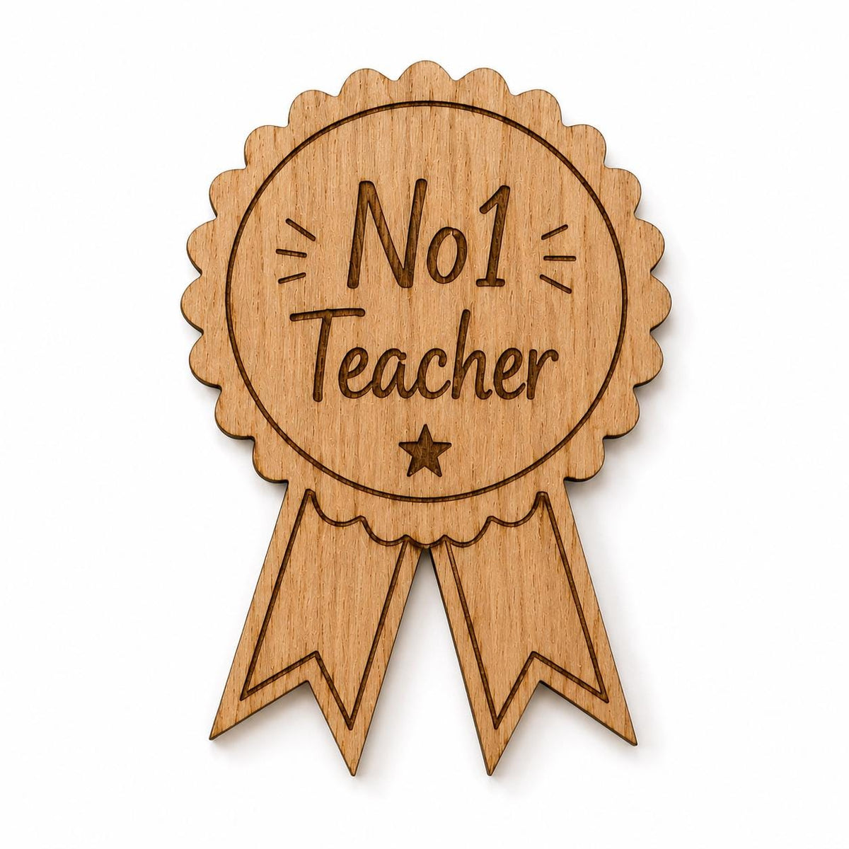 No.1 Teacher Magnet Gift | Wooden Rosette Gift | Teacher Appreciation Present | End of Term Teacher Gift | Classroom Fridge Magnet