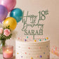 Personalised Happy 18th Birthday Cake Topper | Custom Name Cake Topper | 18th Cake Decoration | Birthday Cake Topper | Wooden MDF Cake Top