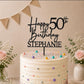 Personalised Happy 50th Birthday Cake Topper | Custom Name Cake Topper | 50th Cake Decoration | Birthday Cake Topper | Wooden MDF Cake Top
