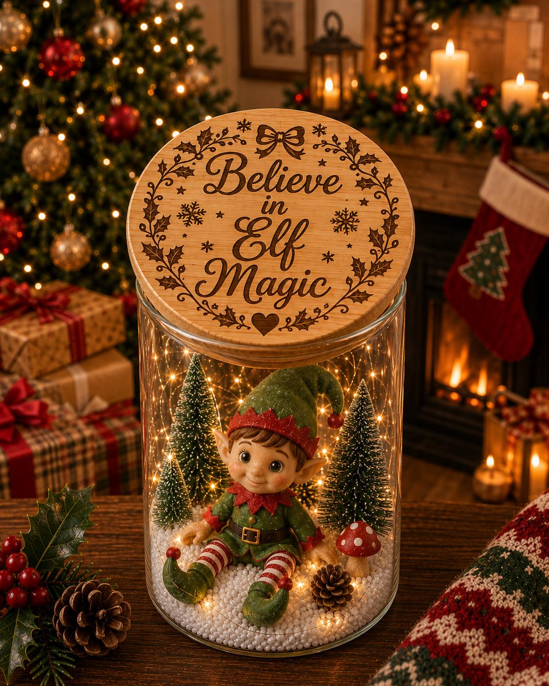 Personalised Elf Arrival Jar | Christmas Elf Magic Jar | Engraved Christmas Jar | Christmas Eve Gift for Kids | Festive Elf Tradition | Elf