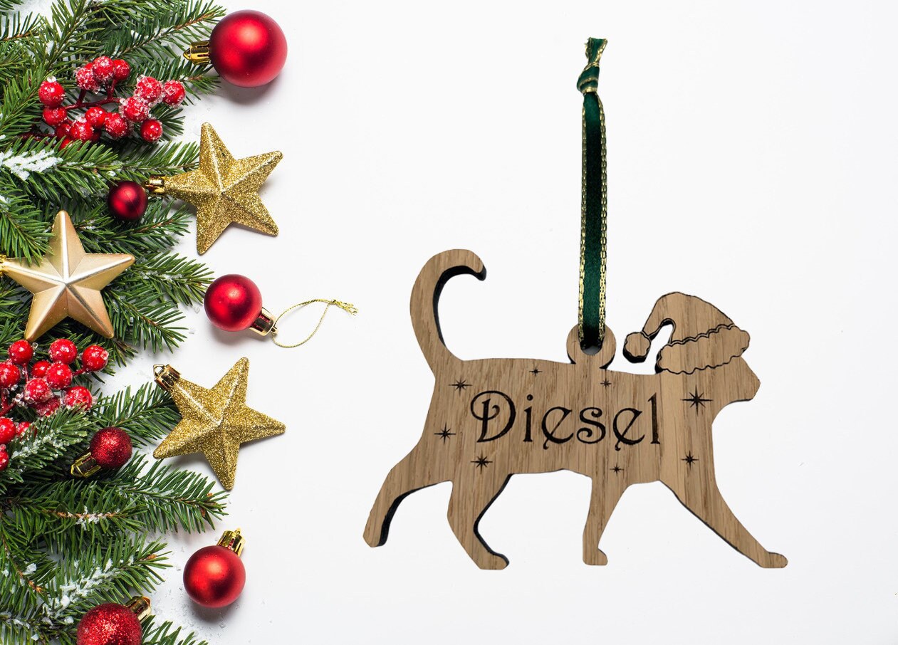 Personalized Cat Christmas Ornament - Oak Kitten Bauble