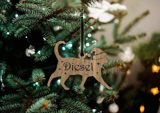 Personalized Cat Christmas Ornament - Oak Kitten Bauble