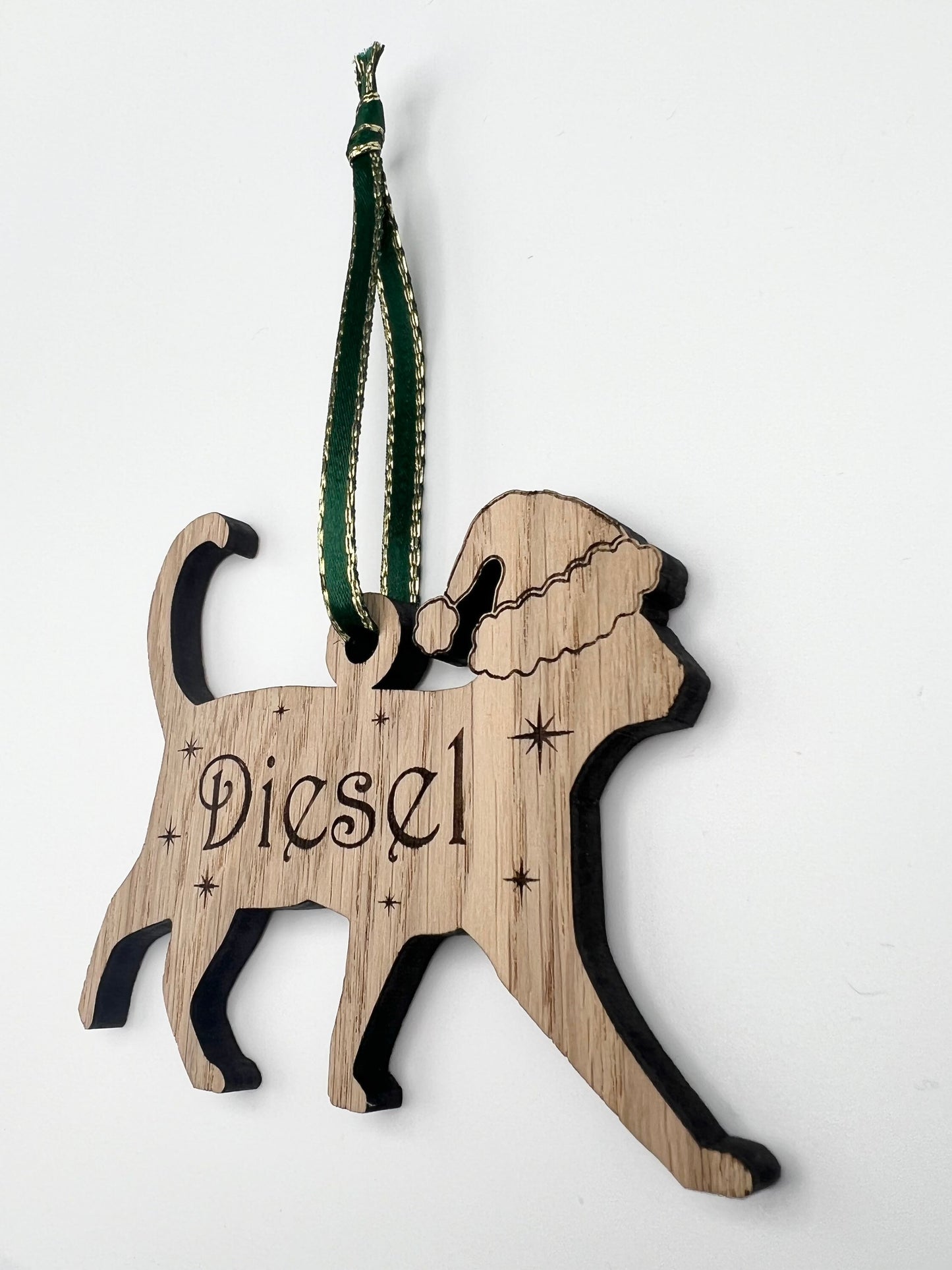 Personalized Cat Christmas Ornament - Oak Kitten Bauble