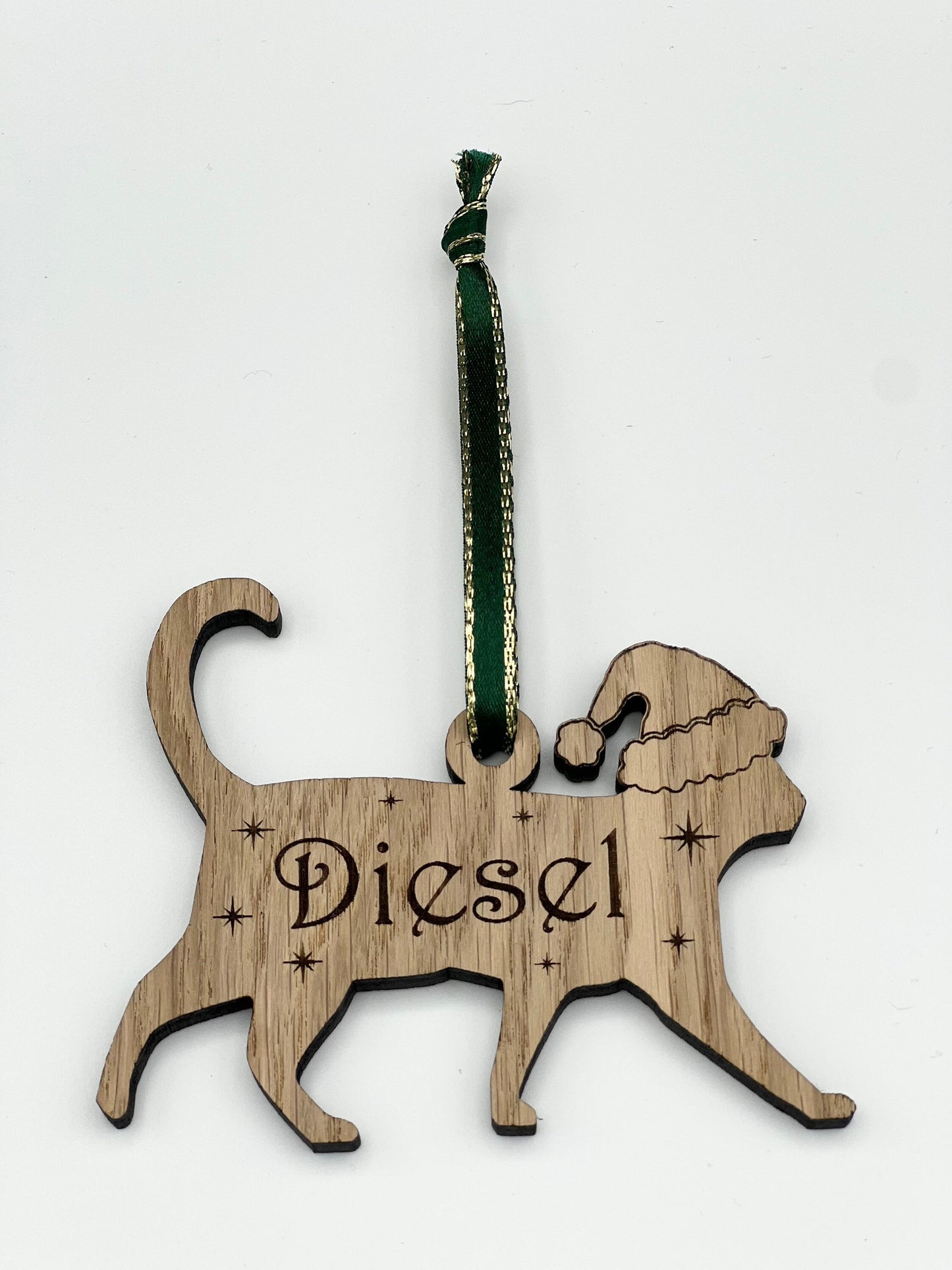 Personalized Cat Christmas Ornament - Oak Kitten Bauble