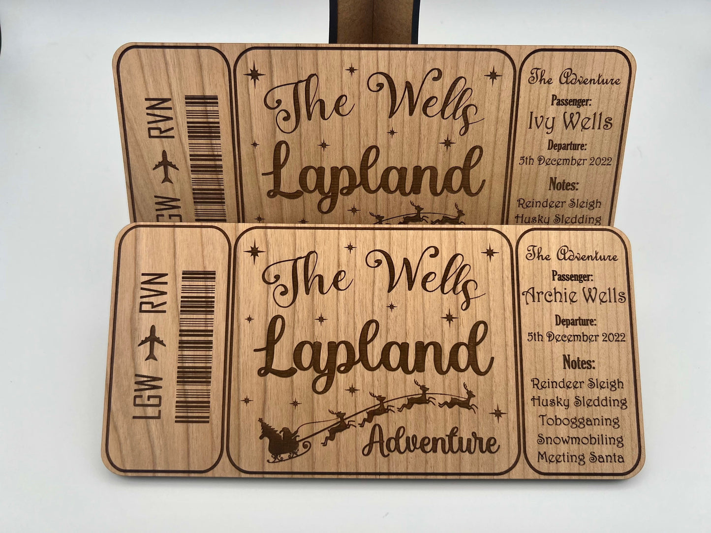 Personalised Lapland Boarding Pass - Lapland Ticket - Gift Reveal - Wooden Keepsake Plane Ticket - Surprise Memento - Santa - Holiday Ticket