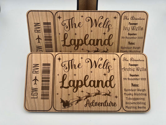 Personalised Lapland Boarding Pass - Lapland Ticket - Gift Reveal - Wooden Keepsake Plane Ticket - Surprise Memento - Santa - Holiday Ticket