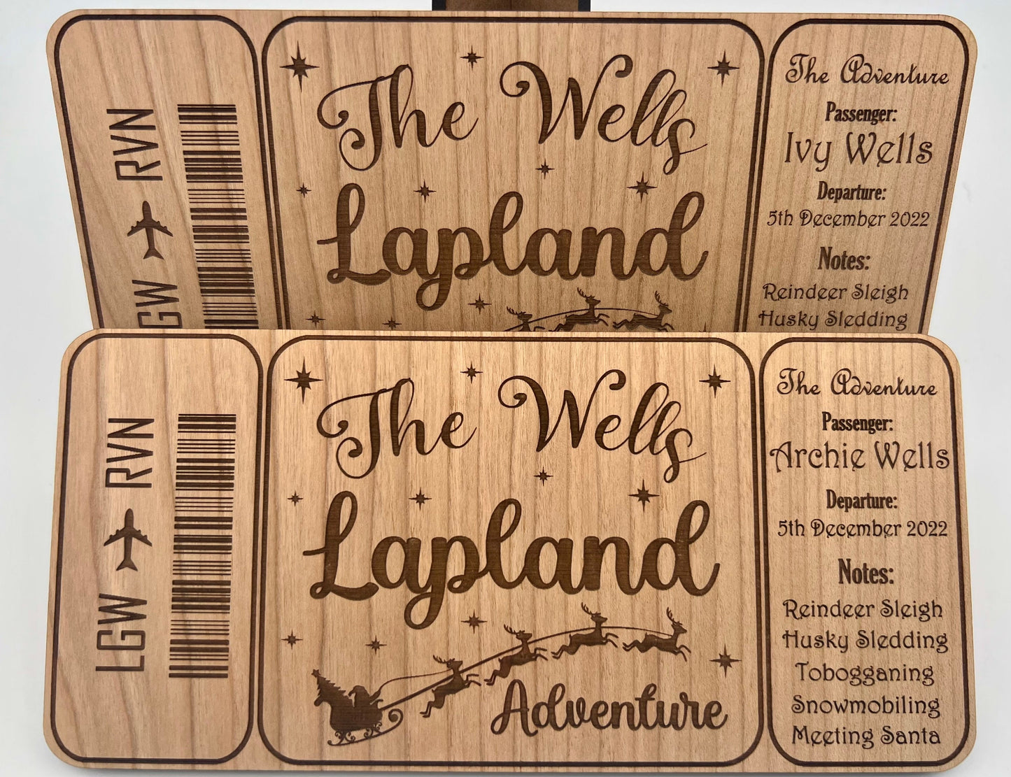 Personalised Lapland Boarding Pass - Lapland Ticket - Gift Reveal - Wooden Keepsake Plane Ticket - Surprise Memento - Santa - Holiday Ticket