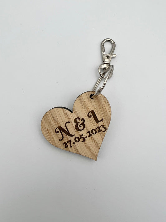 Personalised Couples Keyring - Wedding Initials Wedding Date - Wedding Keyring - Gift Keyring - Anniversary Keyring - Birthday Keyring