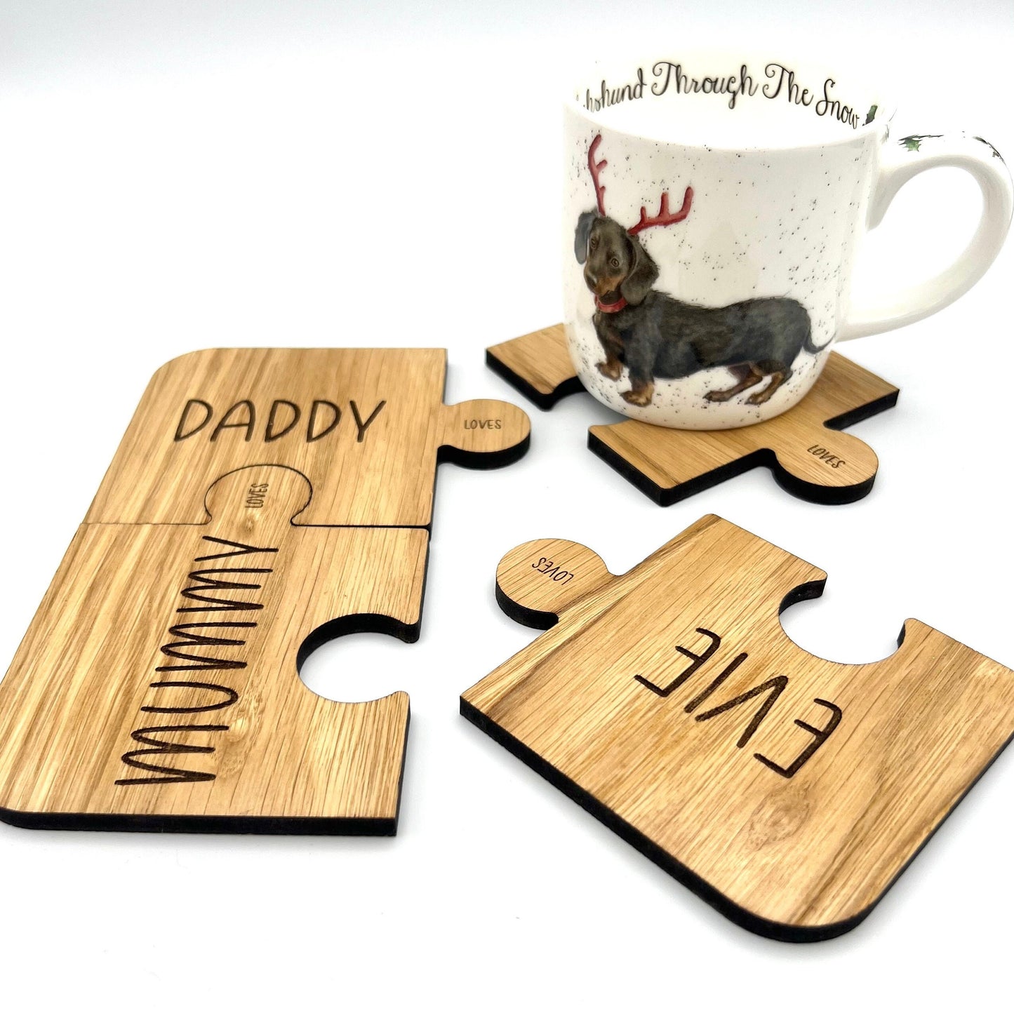 Personalised Wooden Jigsaw Coasters - Coffee Coasters - Table Coasters - Family Gift - home warming - birthday gift - Christmas present