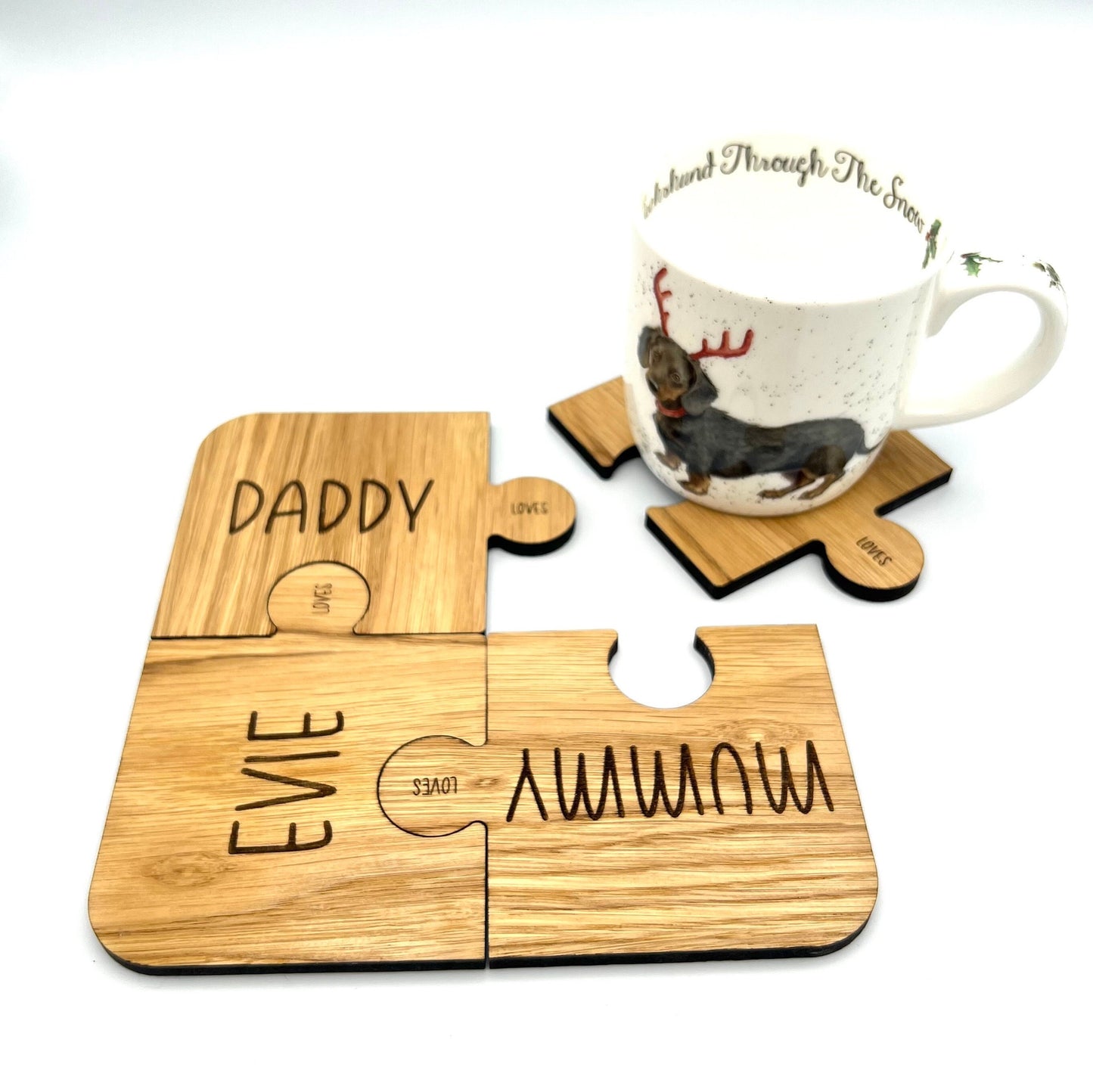 Personalised Wooden Jigsaw Coasters - Coffee Coasters - Table Coasters - Family Gift - home warming - birthday gift - Christmas present