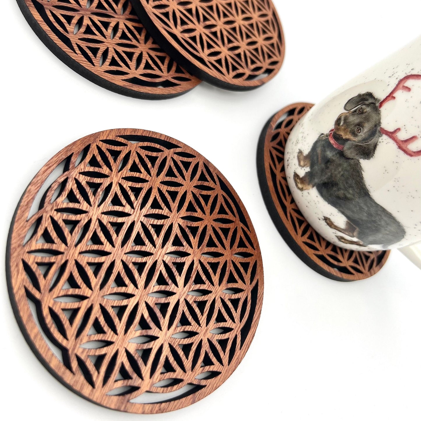 Flower of Life Coaster Set - Table Mats - Coffee Table Coasters - Table Coasters - Drinks Coasters - coaster sets - Spiritual Coasters