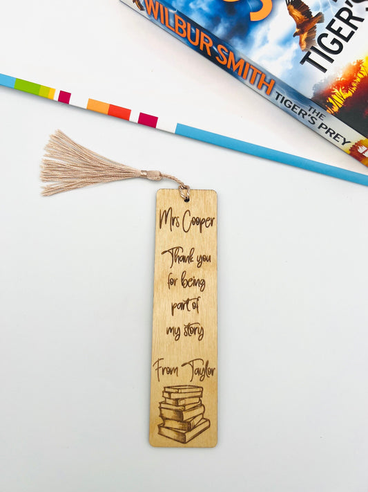 Wooden Bookmark - Teacher Bookmark - Thank you gift - Bookmark Gift - End of Term Gift - Personalised Gift - Teacher Gift