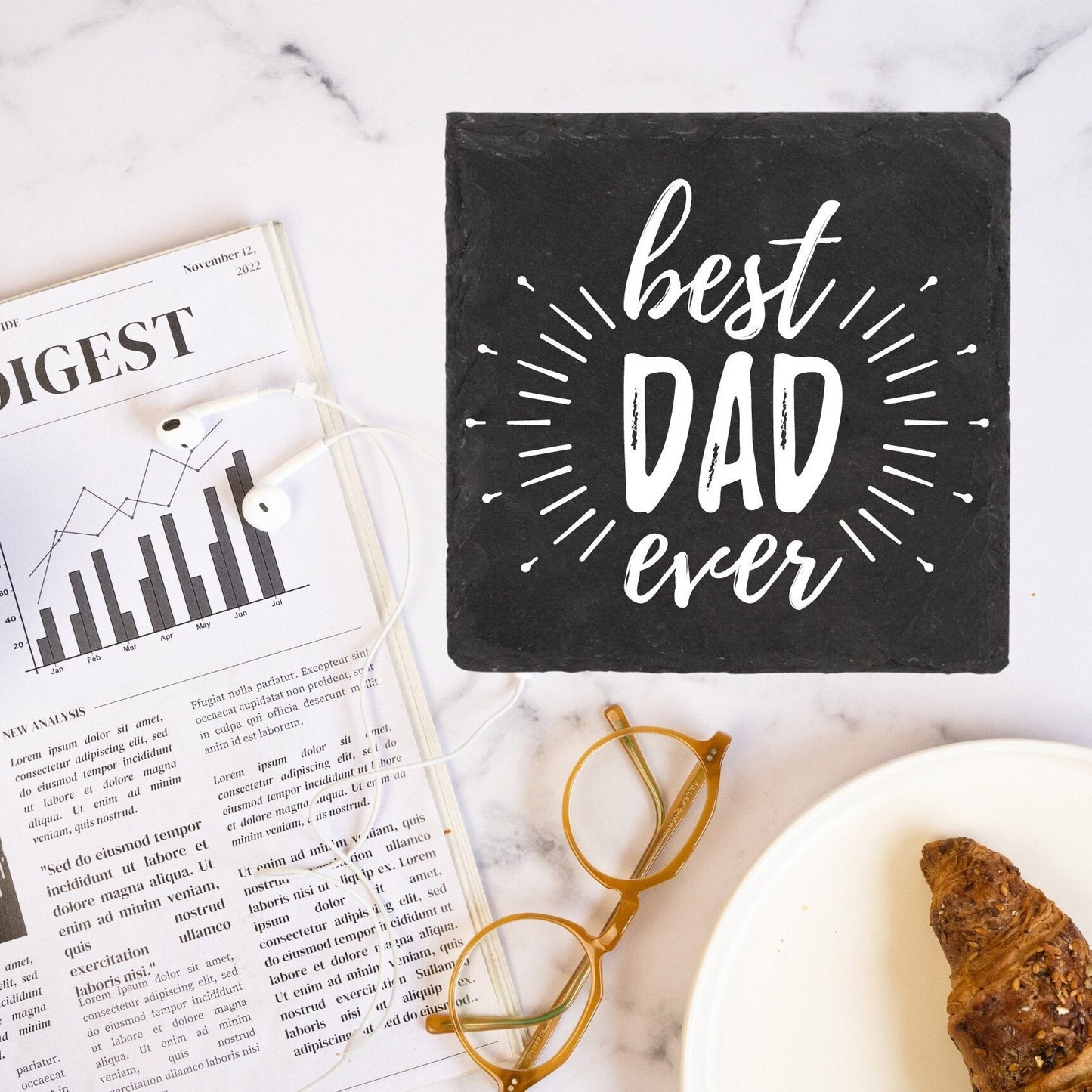 Father's Day Gift - Dad Coaster - Best Dad Ever  - Daddy Present -  Coaster - Father's Day Present - Slate Coaster for Dad - Step Dad Gift