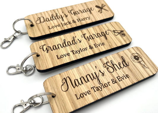 Personalised Keyrings - Grandads Shed, Daddys Garage, Nanny’s Shed, Mummy’s Room - birthday gift - Christmas Gift - personalised gift