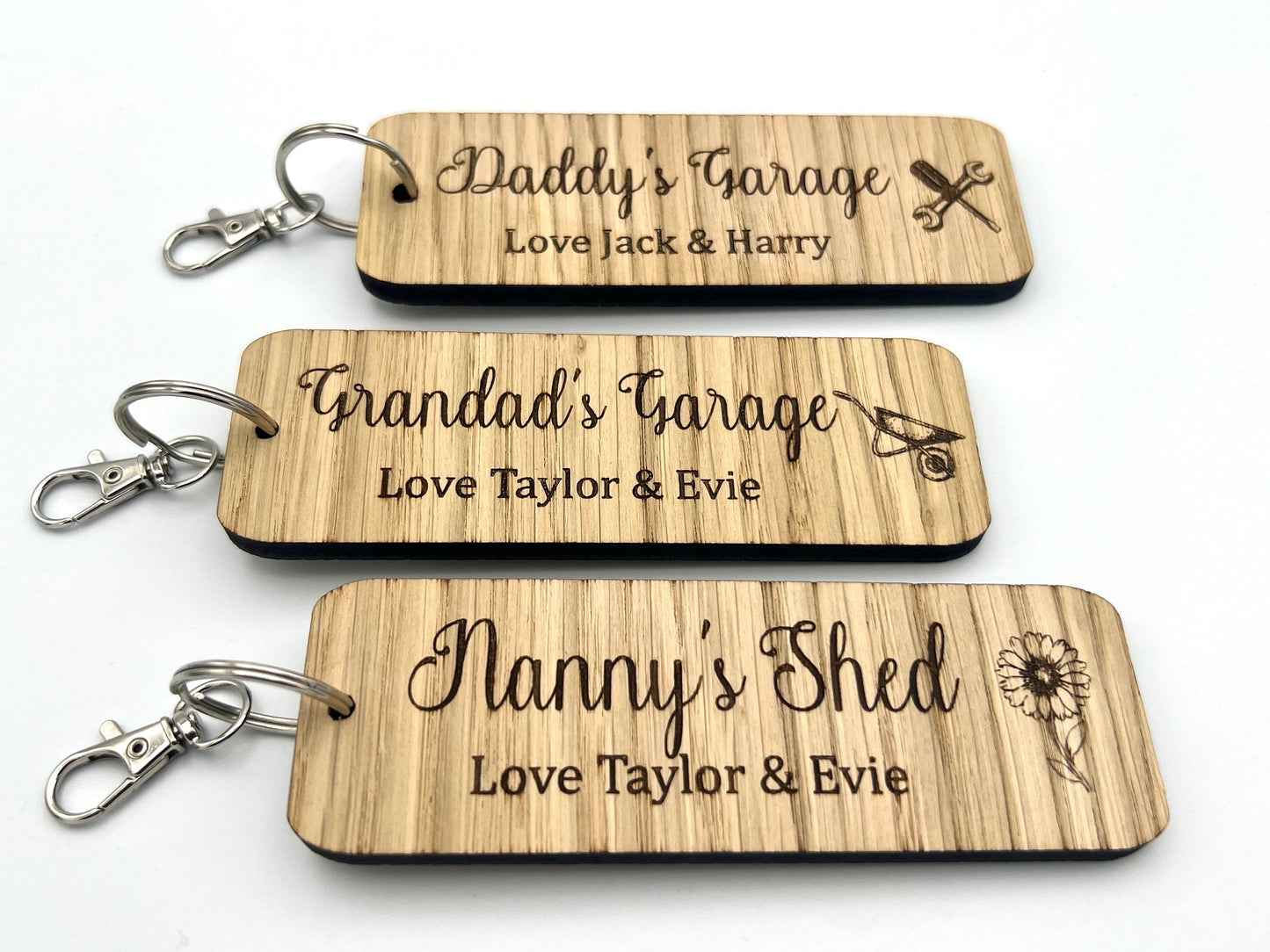 Personalised Keyrings - Grandads Shed, Daddys Garage, Nanny’s Shed, Mummy’s Room - birthday gift - Christmas Gift - personalised gift