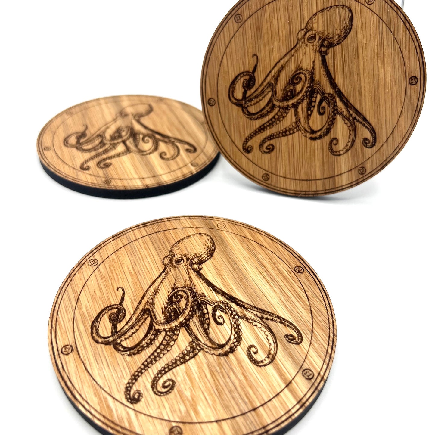 Octopus Coasters - Table Mats - Coffee Coasters - Table Coasters - Wooden Coasters - sea life coasters - Drinks Coasters - home warming gift