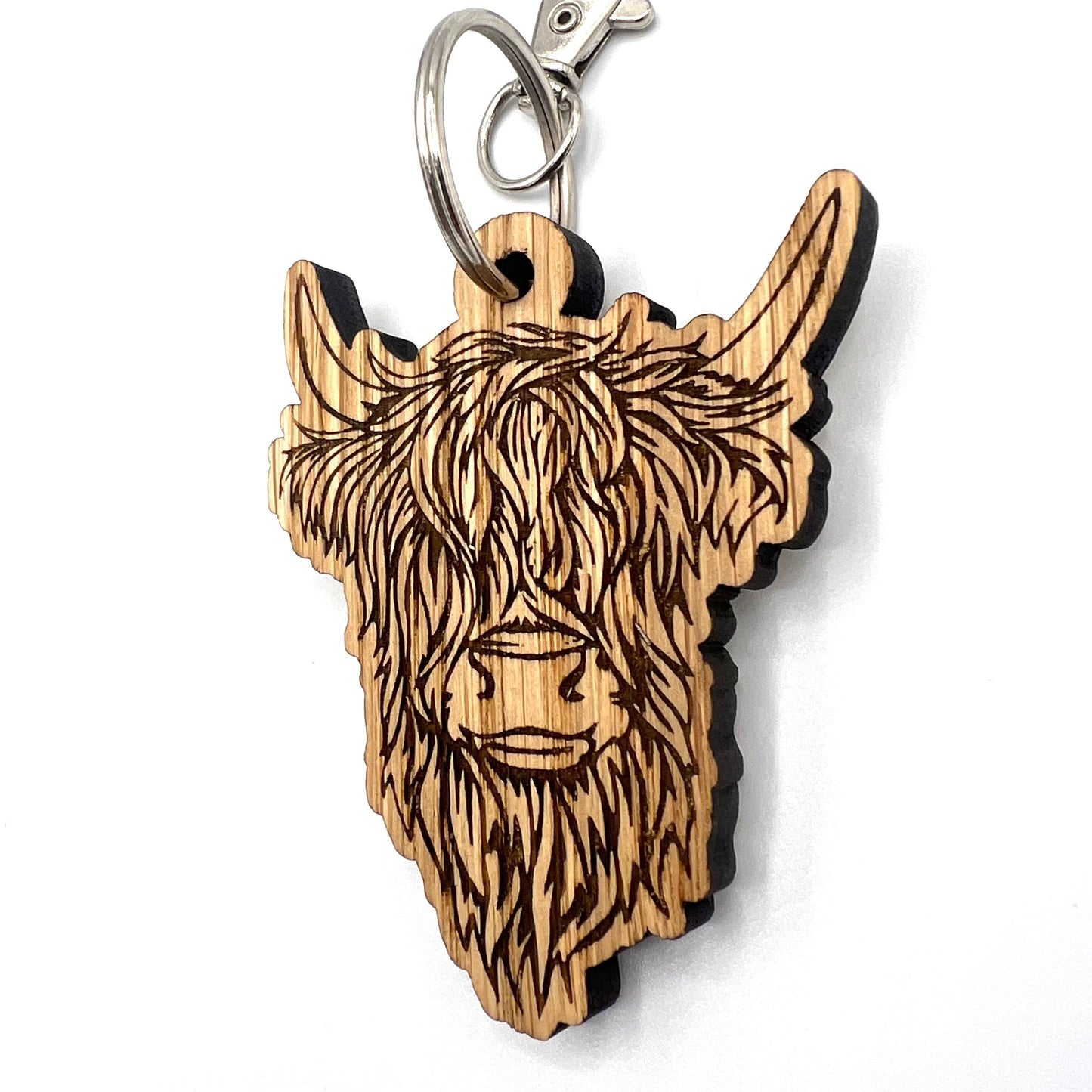 Highland Cow Keyring - Scottish Cow Keyring - Birthday Gift -  Keychain - Christmas present  - Hairy Cows - wooden keyring - highland coo