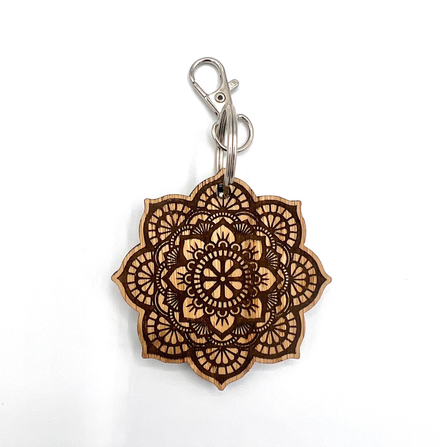 Mandala Keyring - Patterned Keyring - Birthday Gift -  Keychain - Christmas present - Yoga - wooden keyring - Lotus Flower - Mandala Pattern