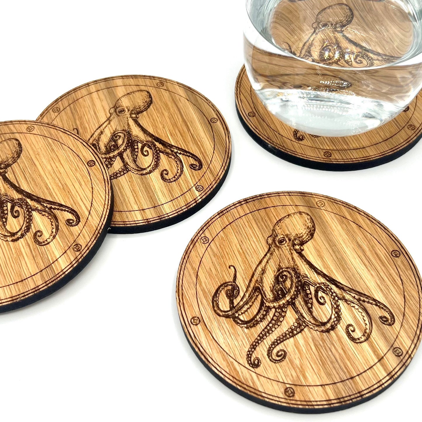 Octopus Coasters - Table Mats - Coffee Coasters - Table Coasters - Wooden Coasters - sea life coasters - Drinks Coasters - home warming gift