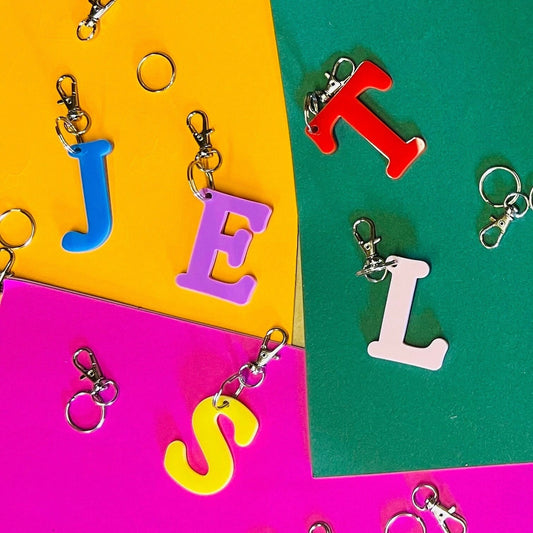 Letter Keyrings - Acrylic Letter Keyrings - Keyrings for kids - Acrylic Keyring - Letters - bag tags - bag name keyring - back to school tag