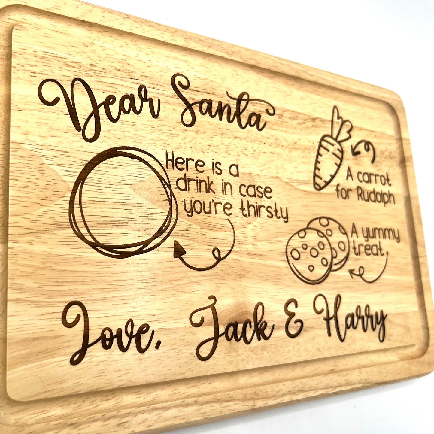 Personalised Wooden Santa Board - Christmas Platter Board - Father Christmas Board - Christmas Eve Board - Milk Cookies Treats for Santa