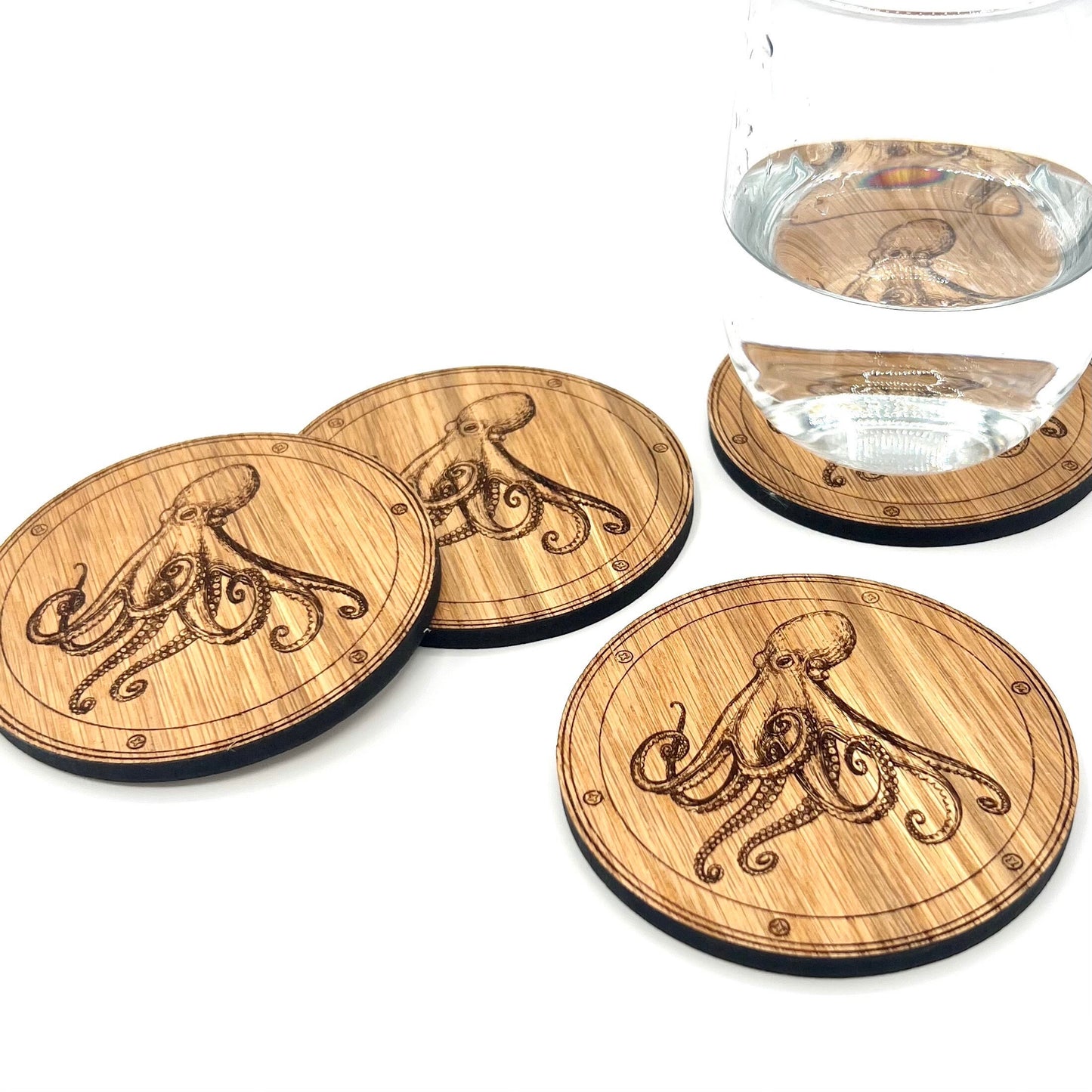 Octopus Coasters - Table Mats - Coffee Coasters - Table Coasters - Wooden Coasters - sea life coasters - Drinks Coasters - home warming gift