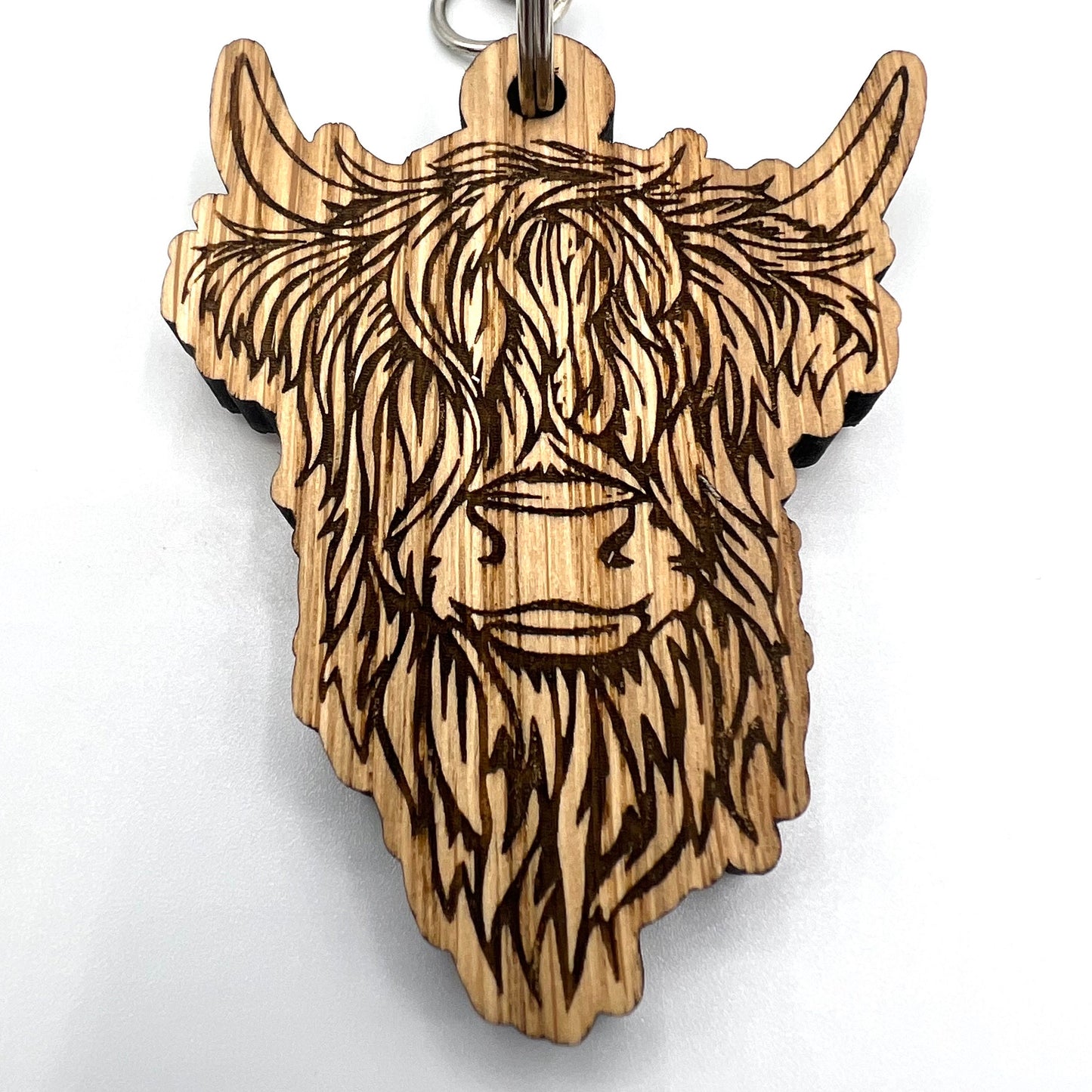 Highland Cow Keyring - Scottish Cow Keyring - Birthday Gift -  Keychain - Christmas present  - Hairy Cows - wooden keyring - highland coo