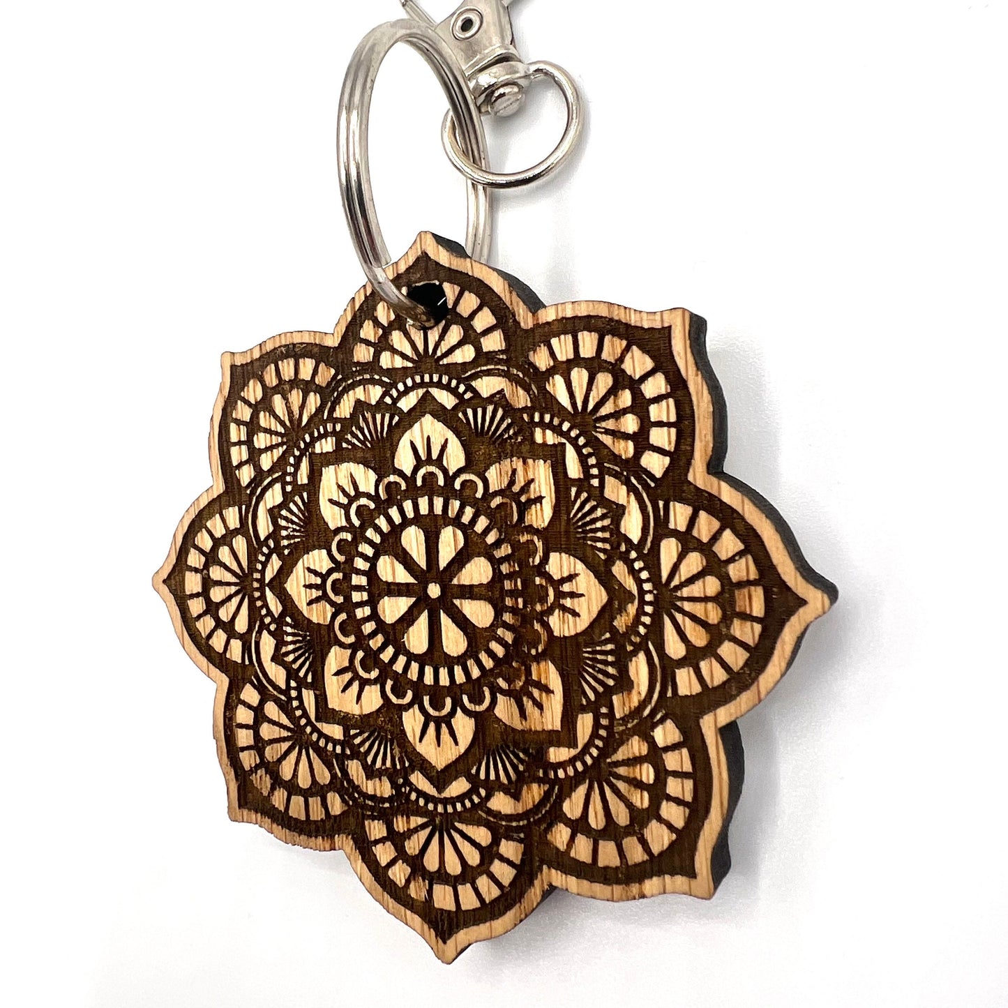 Mandala Keyring - Patterned Keyring - Birthday Gift -  Keychain - Christmas present - Yoga - wooden keyring - Lotus Flower - Mandala Pattern