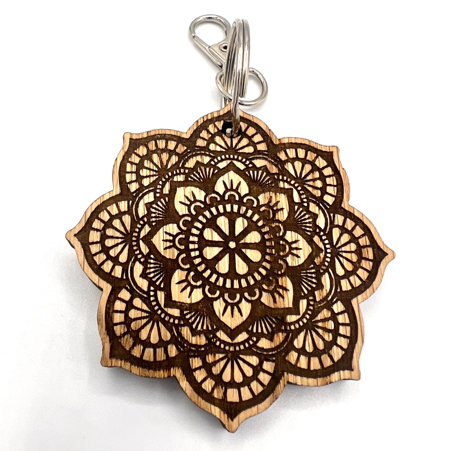 Mandala Keyring - Patterned Keyring - Birthday Gift -  Keychain - Christmas present - Yoga - wooden keyring - Lotus Flower - Mandala Pattern