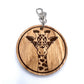 Giraffe Keyring -  Keyring - Birthday Gift -  Giraffe Keychain - Christmas present  - Zoo Keyring - wooden keyring - Round Giraffe Keyring
