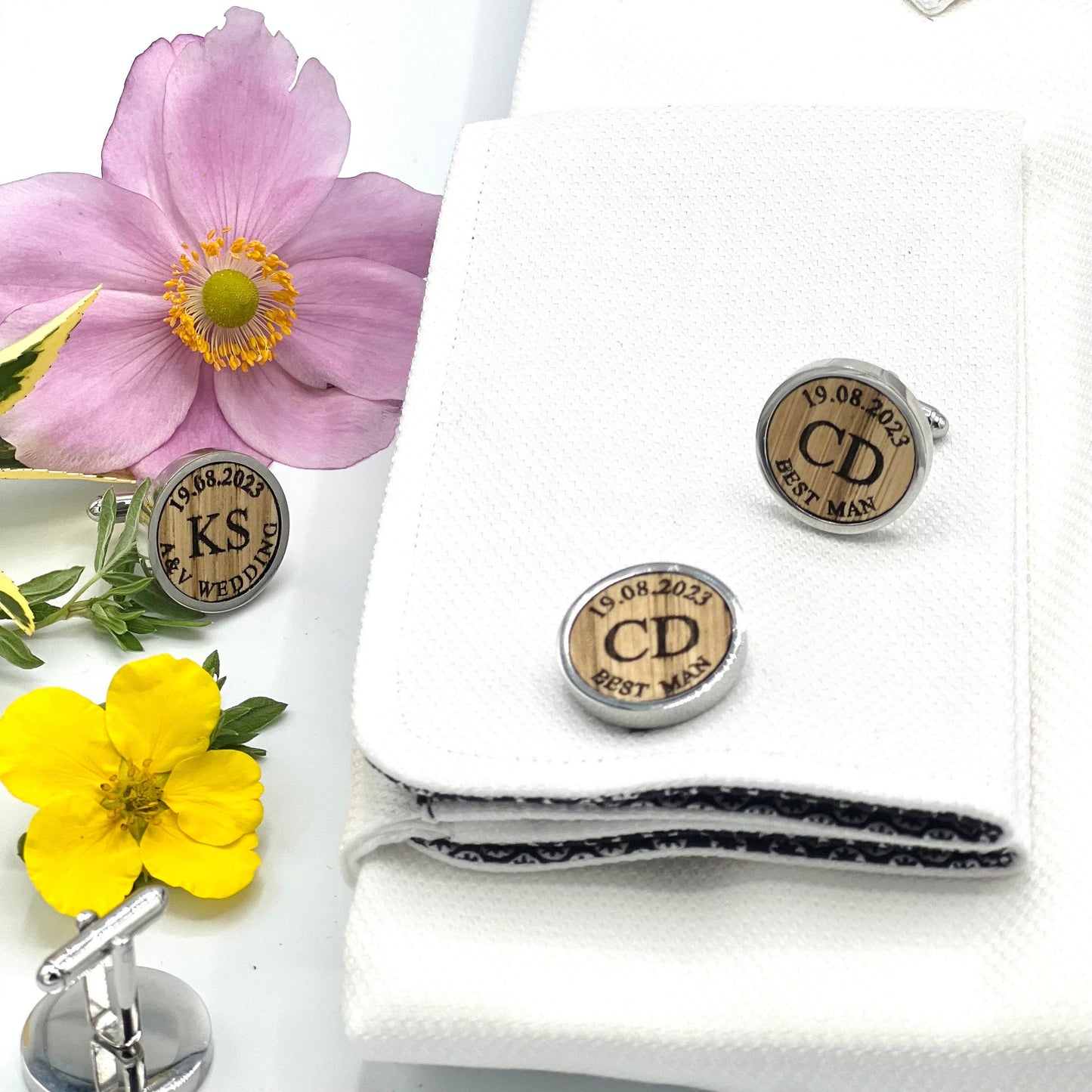 Personalised Wooden Cufflinks - Wedding Accessory - Personalised Wedding Cufflinks - Men’s Cufflinks - Groom Cufflinks - Best Man Cufflinks
