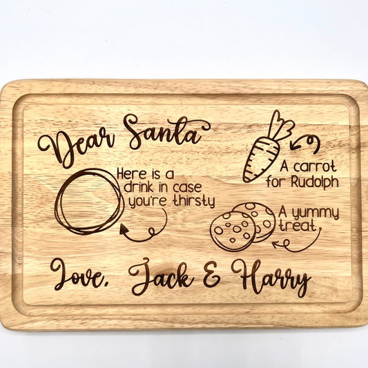 Personalised Wooden Santa Board - Christmas Platter Board - Father Christmas Board - Christmas Eve Board - Milk Cookies Treats for Santa