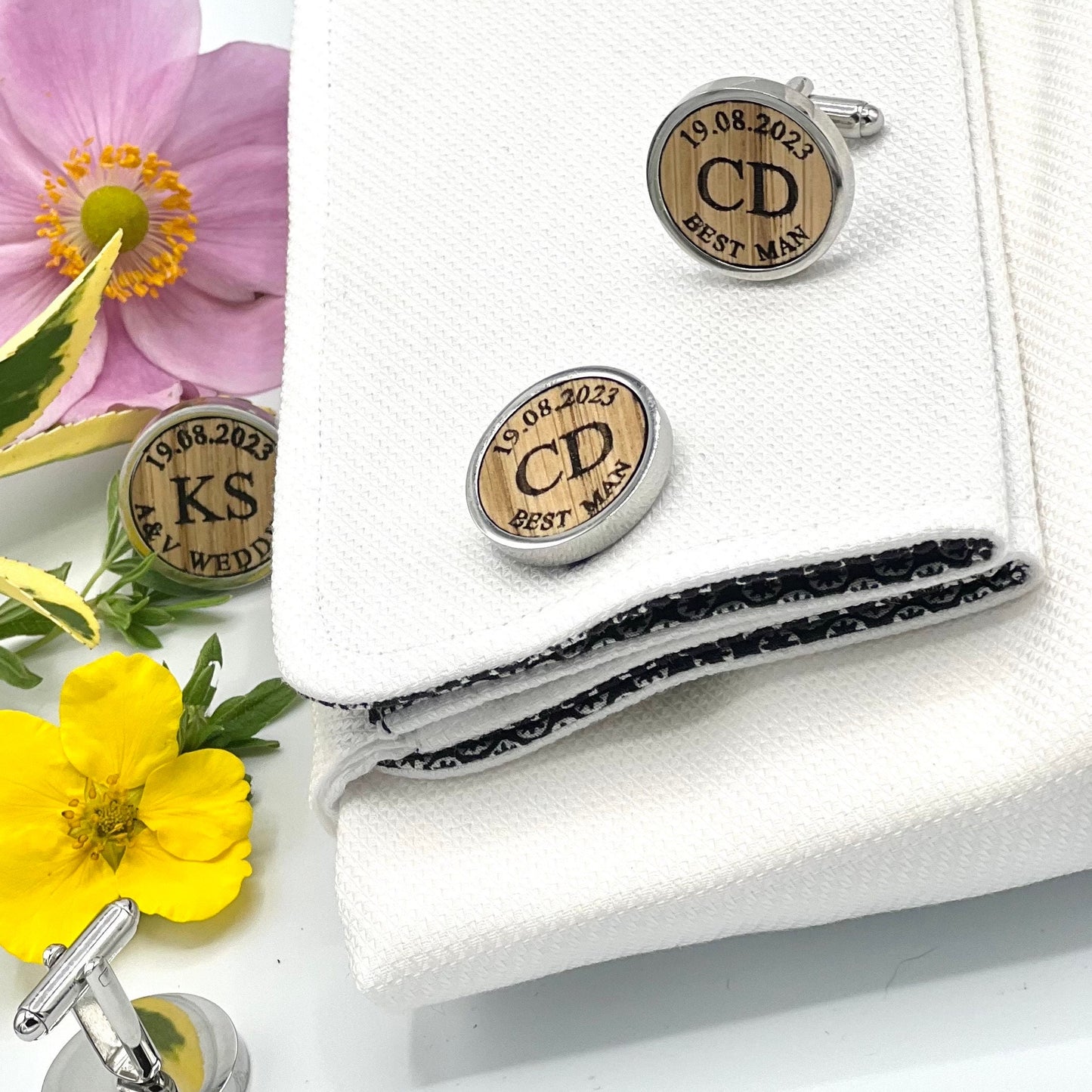 Personalised Wooden Cufflinks - Wedding Accessory - Personalised Wedding Cufflinks - Men’s Cufflinks - Groom Cufflinks - Best Man Cufflinks