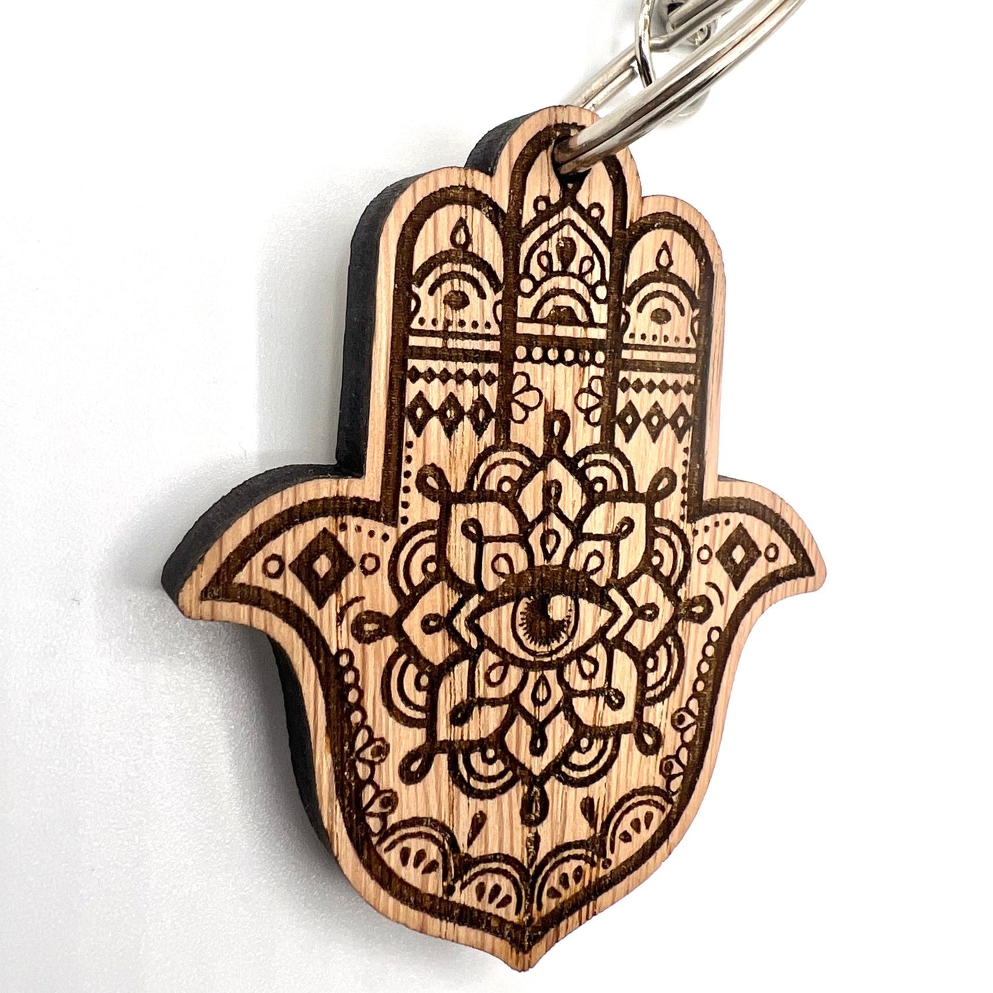 Hamsa Hand Keyring - Spiritual Keyring - Birthday Gift -  Keychain - Christmas present  - Hand of Fatima - wooden keyring - Evil Eye