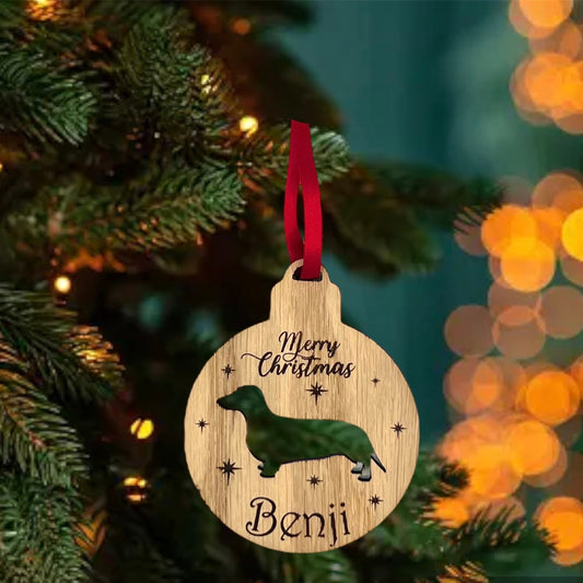 Christmas Personalised Dachshund Christmas Tree Decoration - Sausage Dog Bauble - Christmas Present - Xmas Gift - holiday decorations