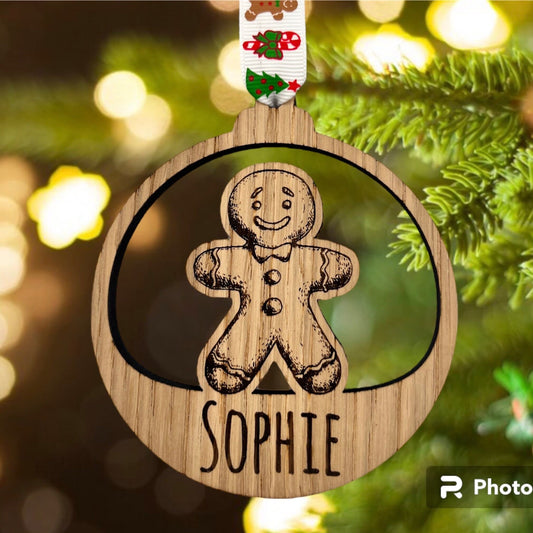 Christmas Personalised Gingerbread Bauble Christmas Tree Decoration - Christmas Bauble - Christmas Present - Christmas decor - Gift idea