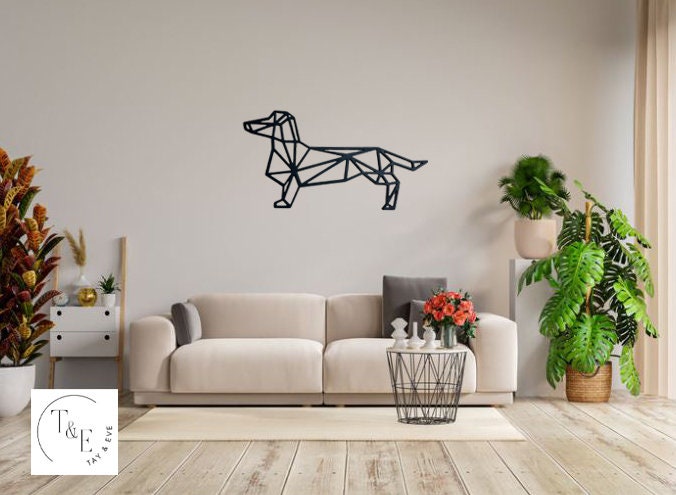 Dachshund Geometric Wall Art - Sausage Dog Wall Hanging - Decorative Weiner Dog - Wall Decor - Dog Lovers - Wall Artwork - Home Decor