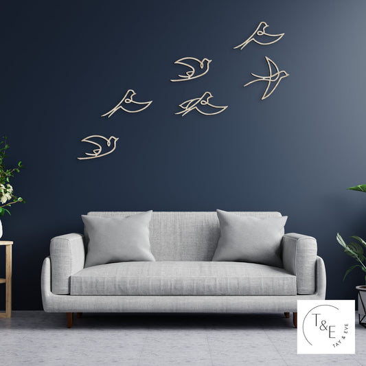Minimalist Flock of Birds Wooden Line Wall Art - Decorative Bird Art - Wall Decor - Minimalist Wall Art - Wall Artwork - Home Decor - Birds