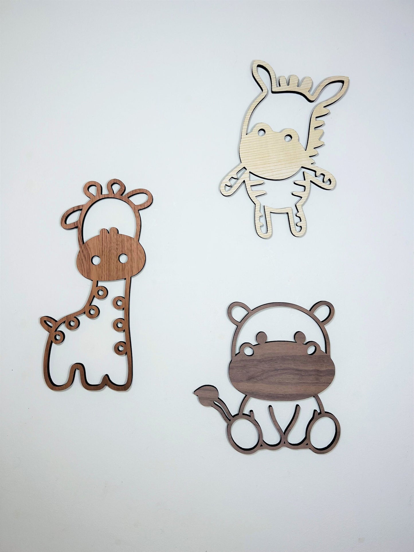 Safari Nursery Wall Art - Nursery Safari Wall Hanging - Safari Home Decor - Giraffe Hippo Zebra - Children's Bedroom Wall Art - Baby Gift
