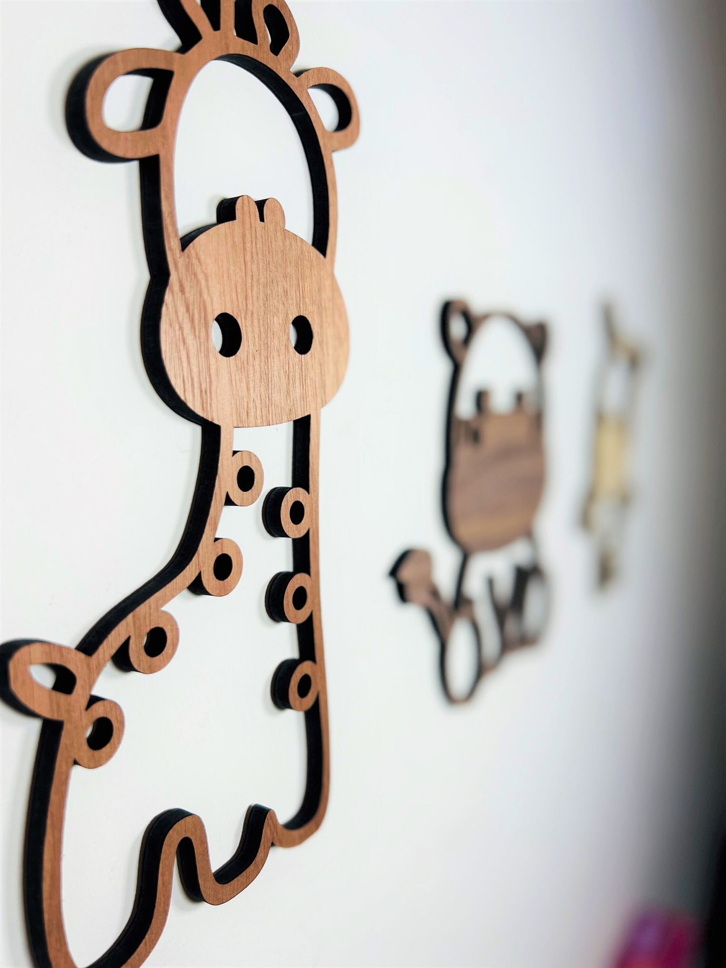 Safari Nursery Wall Art - Nursery Safari Wall Hanging - Safari Home Decor - Giraffe Hippo Zebra - Children's Bedroom Wall Art - Baby Gift