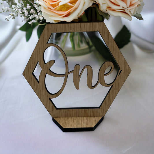Hexagon Wooden Table Number - Wedding Table Number - Wedding Decor - Special Event Table Number - Rustic Wedding - Wedding- Special Occasion