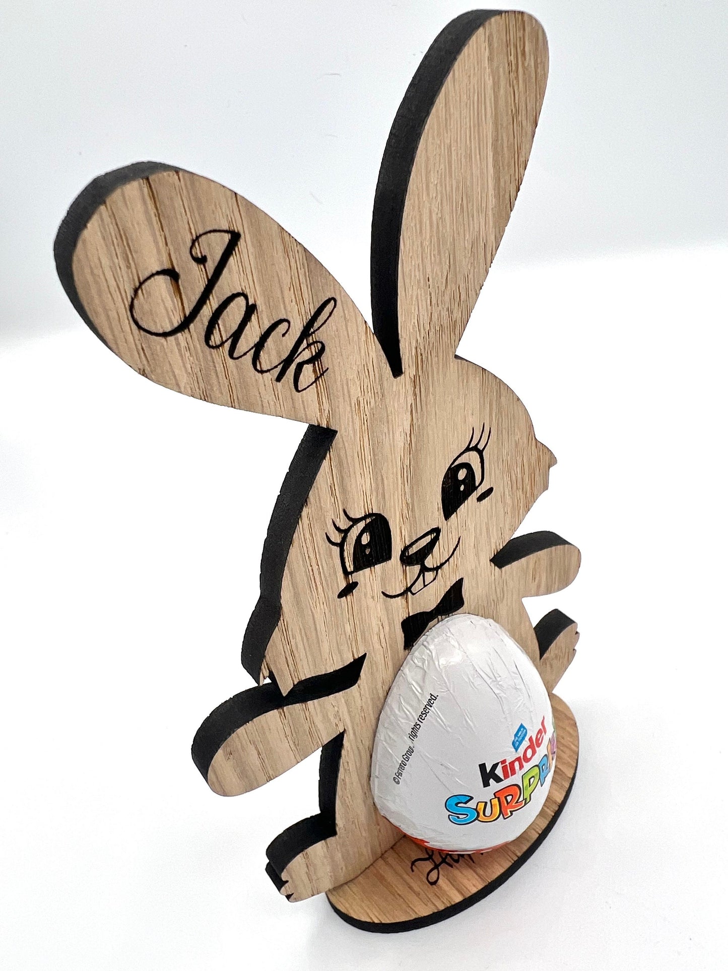 Easter Personalised Kinder Bunny - Easter Bunny Gift - Wooden Kinder Rabbit - Easter Bunny - Easter Sunday - Kinder Egg Holder - Egg Holder