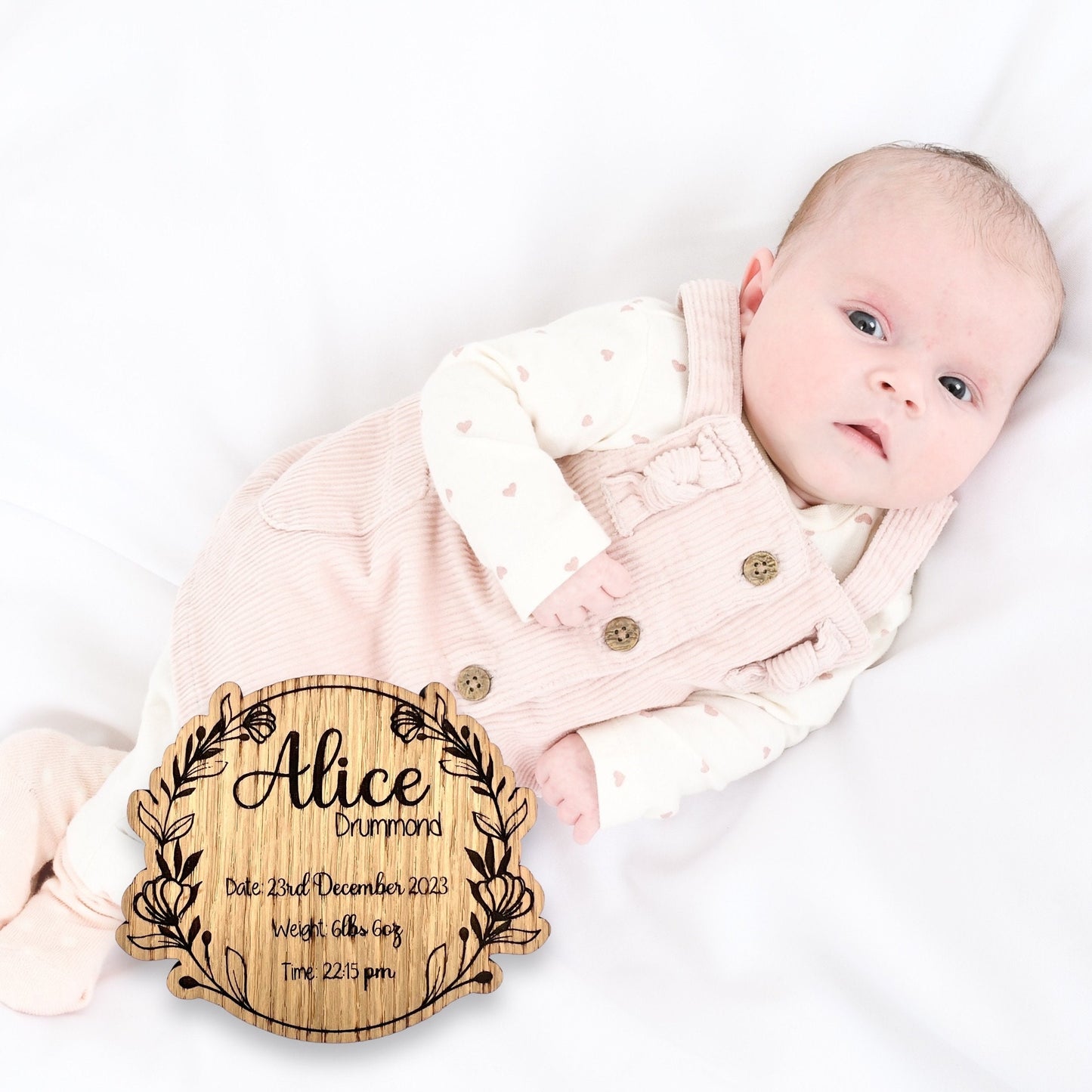 Personalised Birth Announcement Plaque - New Born Baby Name Plaque - Baby Plaque - First photo prop - Baby - Date, Time, Weight - Baby Gift