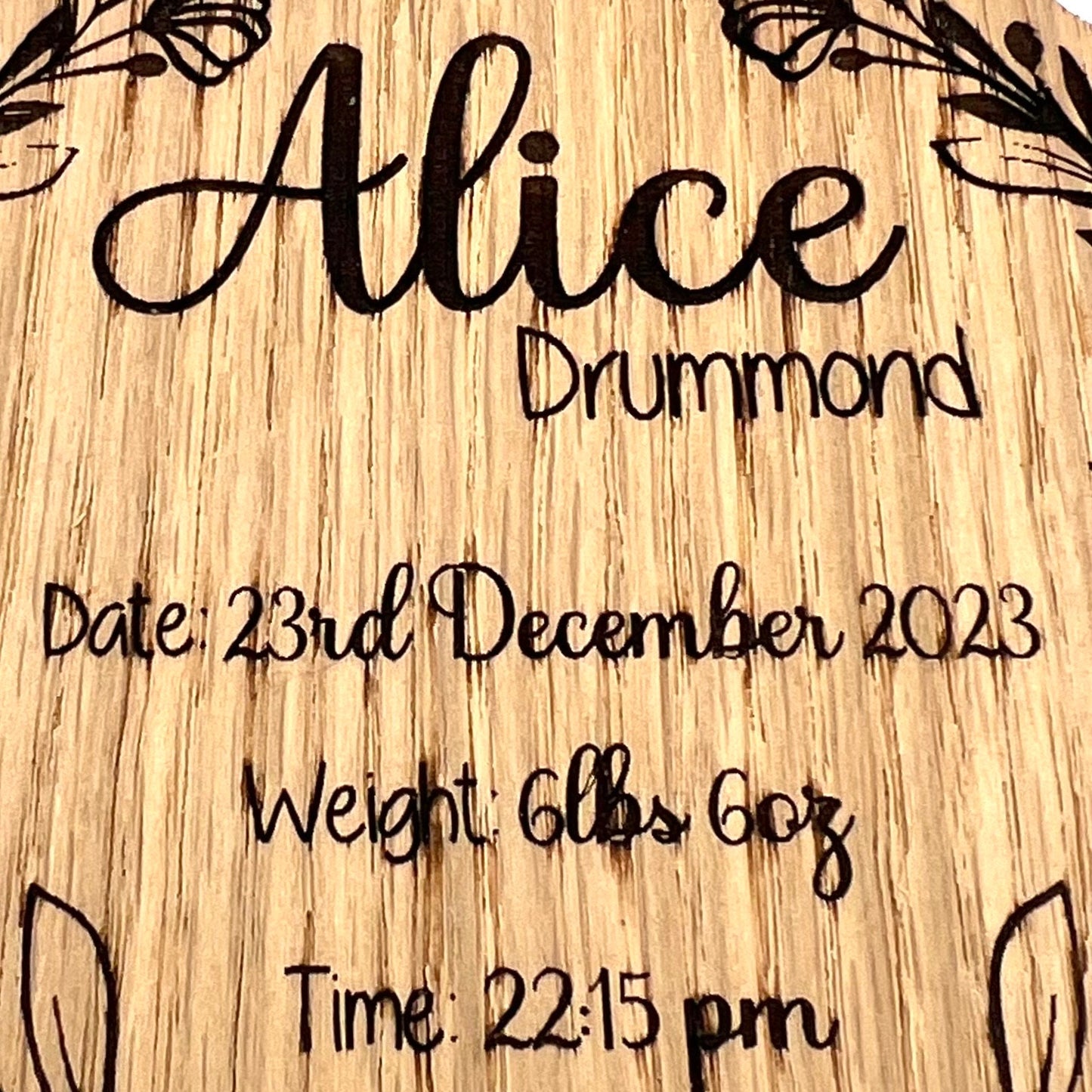 Personalised Birth Announcement Plaque - New Born Baby Name Plaque - Baby Plaque - First photo prop - Baby - Date, Time, Weight - Baby Gift