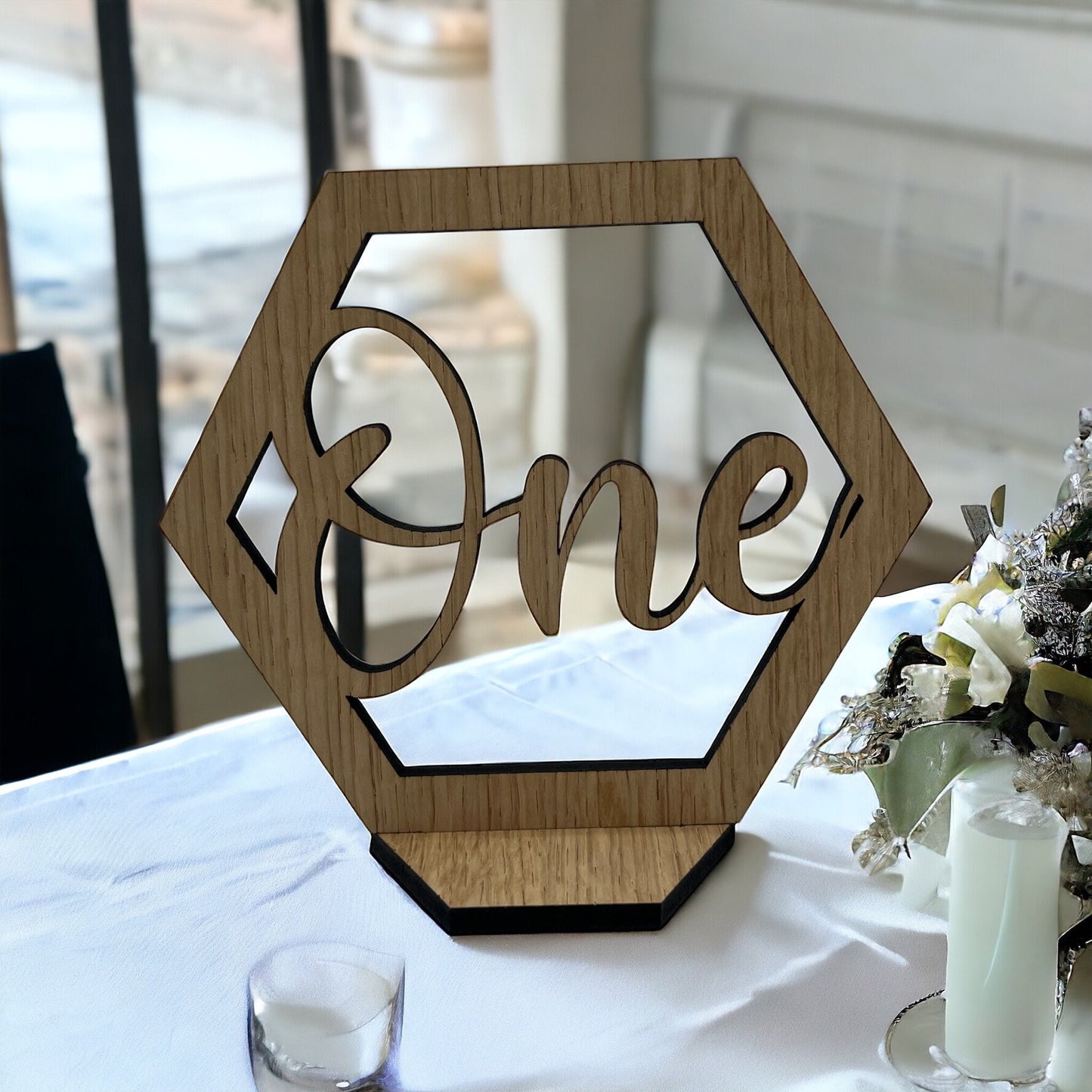 Hexagon Wooden Table Number - Wedding Table Number - Wedding Decor - Special Event Table Number - Rustic Wedding - Wedding- Special Occasion