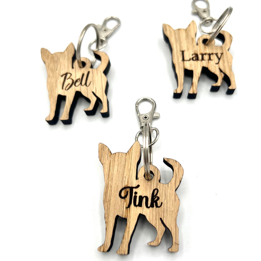 Personalised wooden Chihuahua Keyring - Chihuahua - Birthday Gift -  Keychain - Christmas - dog tag - personalised keyring - dog lover