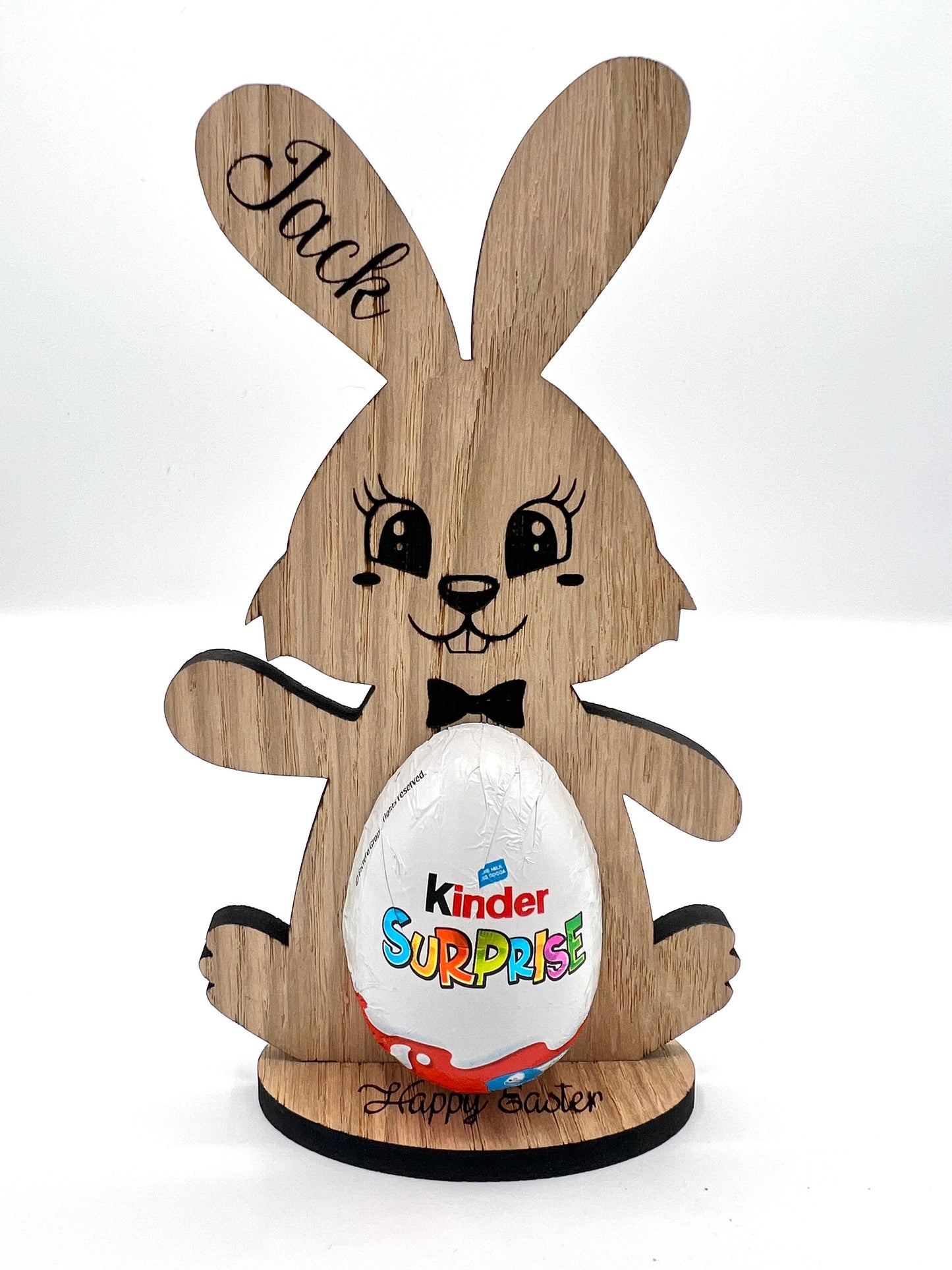 Easter Personalised Kinder Bunny - Easter Bunny Gift - Wooden Kinder Rabbit - Easter Bunny - Easter Sunday - Kinder Egg Holder - Egg Holder