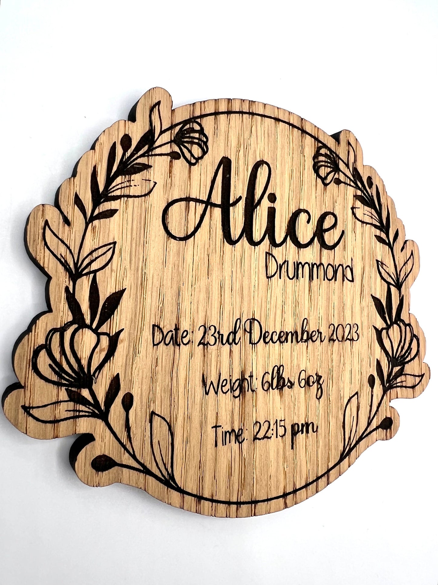 Personalised Birth Announcement Plaque - New Born Baby Name Plaque - Baby Plaque - First photo prop - Baby - Date, Time, Weight - Baby Gift